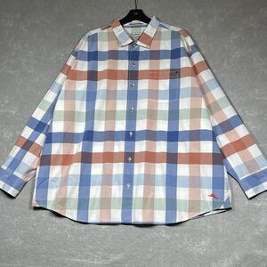 Tommy Bahama Shirt Mens 3XLB Paradise Poplin Summer Plaid Long Sleeve Cotton
